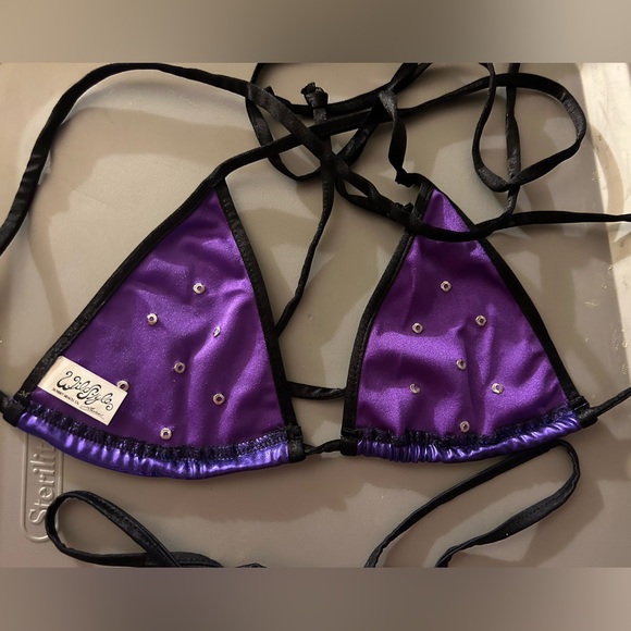 NWOT Sexy Lilac Metallic Crystal Thong Model Dancer Stripper Made in USA Bikini - Picture 9 of 10